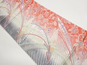 紐に曲線・花唐草模様織出し袋帯